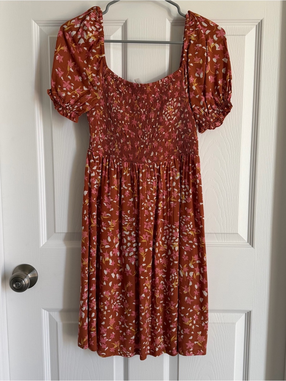 Roxy Rust Floral Smocked Waistband Skirt